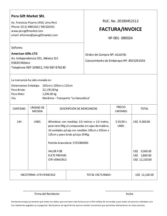 Factura Comercial.