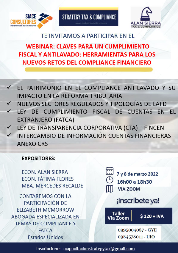 "CLAVES PARA UN CUMPLIMIENTO FISCAL Y ANTILAVADO: HERRAMIENTAS PARA LOS NUEVOS RETOS DEL COMPLIANCE FINANCIERO"