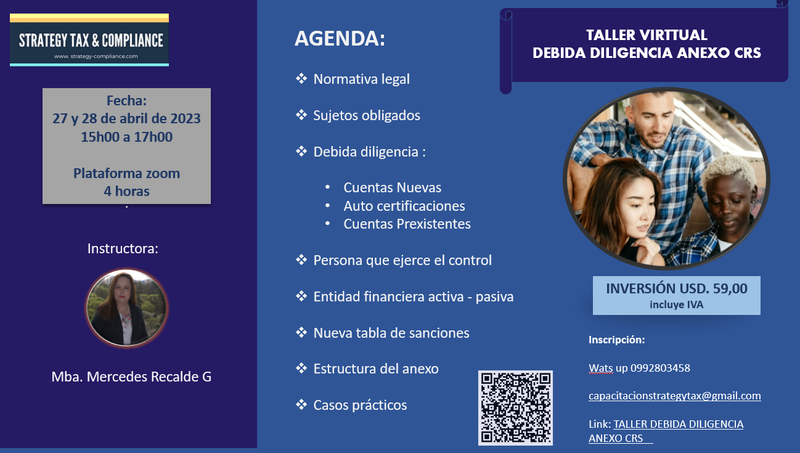 Taller virtual sobre “Debida diligencia para la elaboración del Anexo CRS”