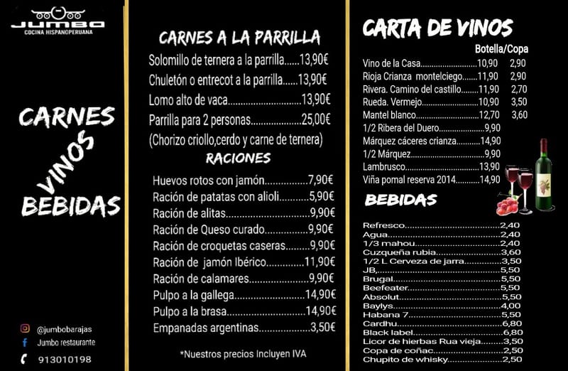 Carnes a la Parrilla, Vinos y Bebidas