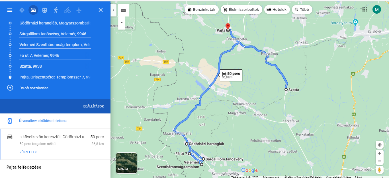 Kedvenc túraútvonal 2. szakasz - Gödörháza-Velemér-Szatta-Szalafő (36,8 km, 50 perc)