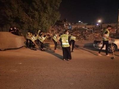 استمرار حملة تنظيف وتعقيم شوارع القضاء تحت شعار #كلنا_فداء_للحسين_عليه_السلام