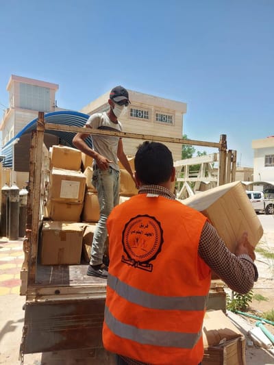 نقل وافراغ مخزن في ردهات العزل الوبائية في مستشفى المدينة العام لفتح ردهة اضافية لاستيعاب اي حالات الجديدة