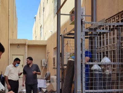 استمرار اعمال دعم مستشفى المدينة لتحميل وتفريغ قناني الاوكسجين