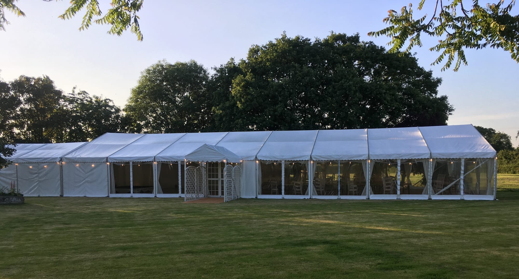 Framed marquee with festoon lights