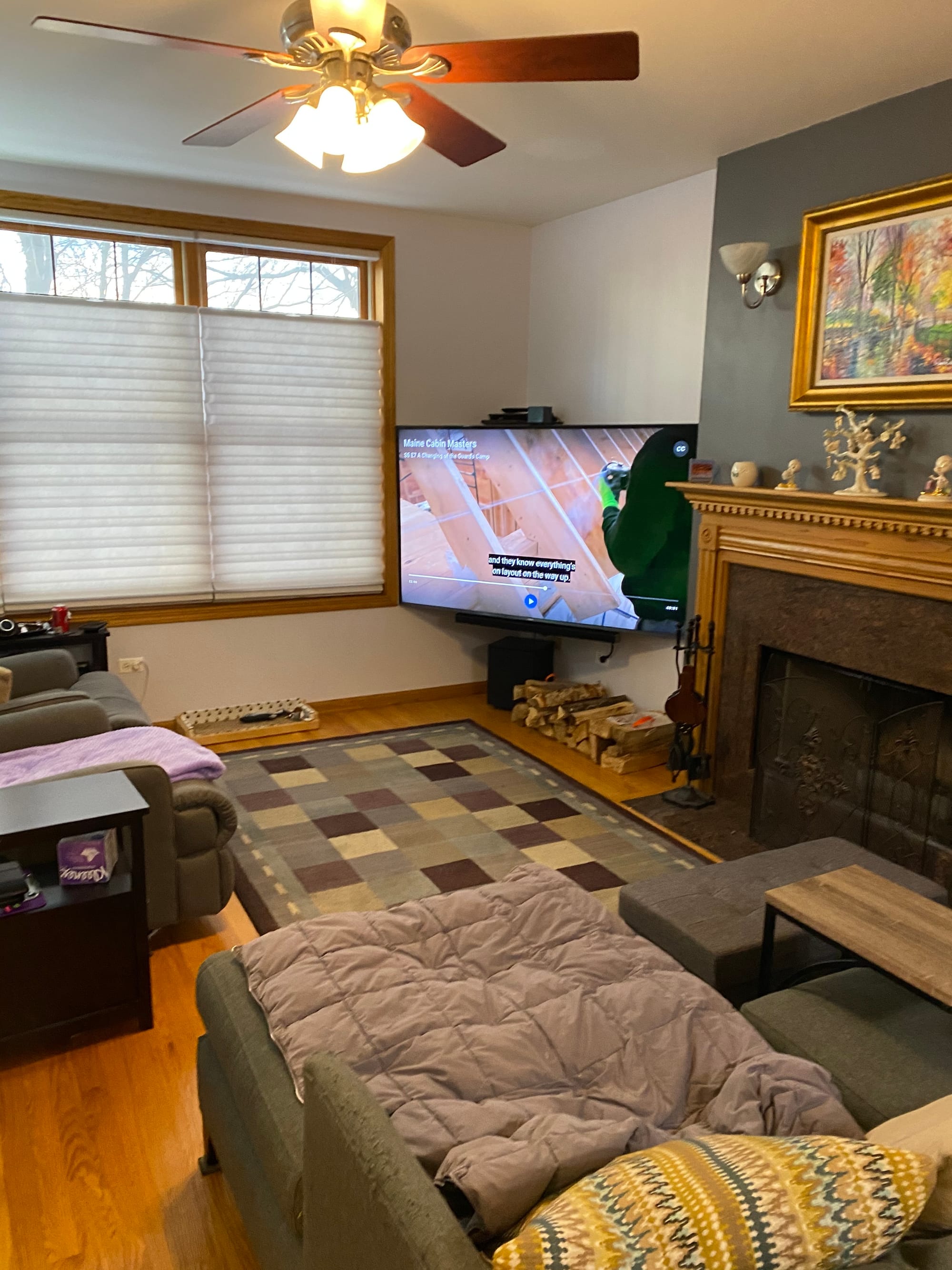 Before- this crowded living room was dated.