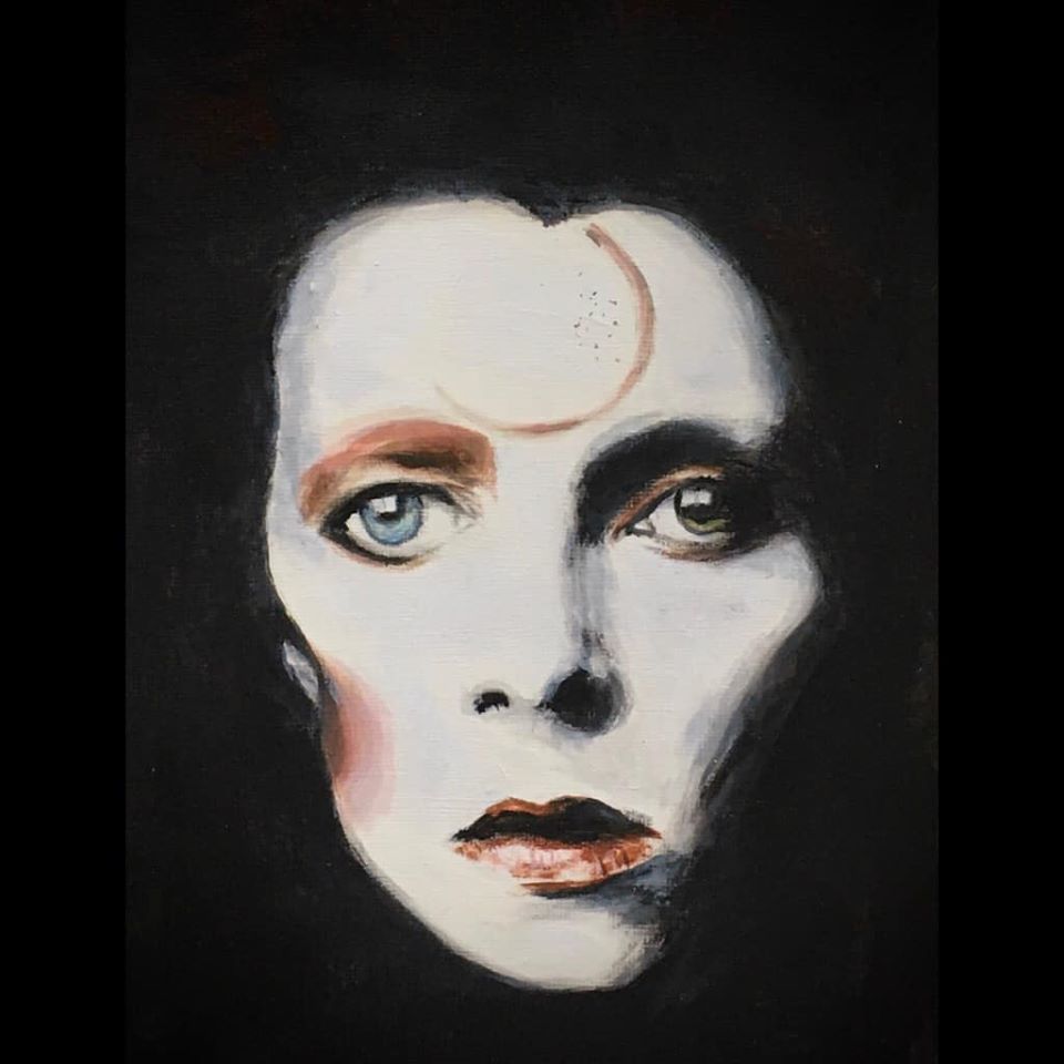 “It's always time to question what has become standard and established.” ~ David Bowie 🖤 My first portrait using acrylic. - Eleanor Kalaher