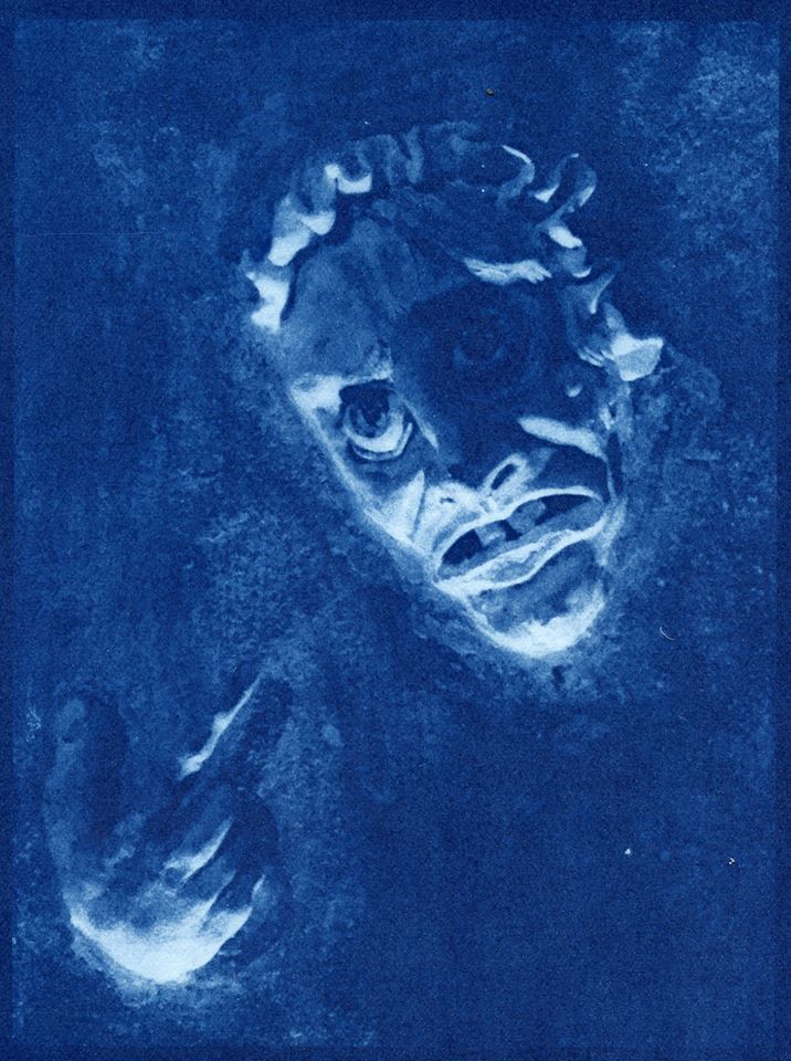 Gargoyle thingy 2 - cyanotype  And that's an index finger folks! - John Brewer