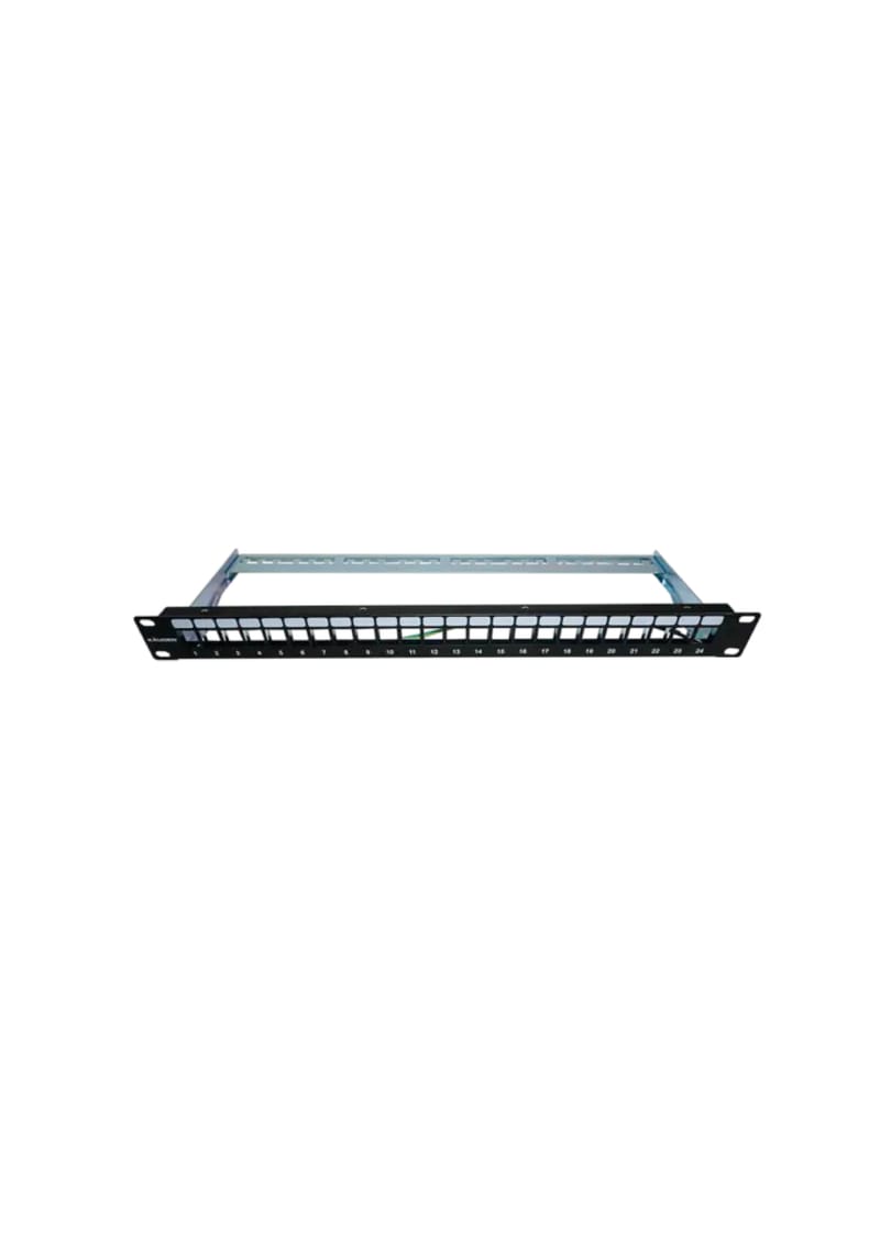 1U 24-Port Unloaded Keystone Patch Panel with Cable Management Bar a...
