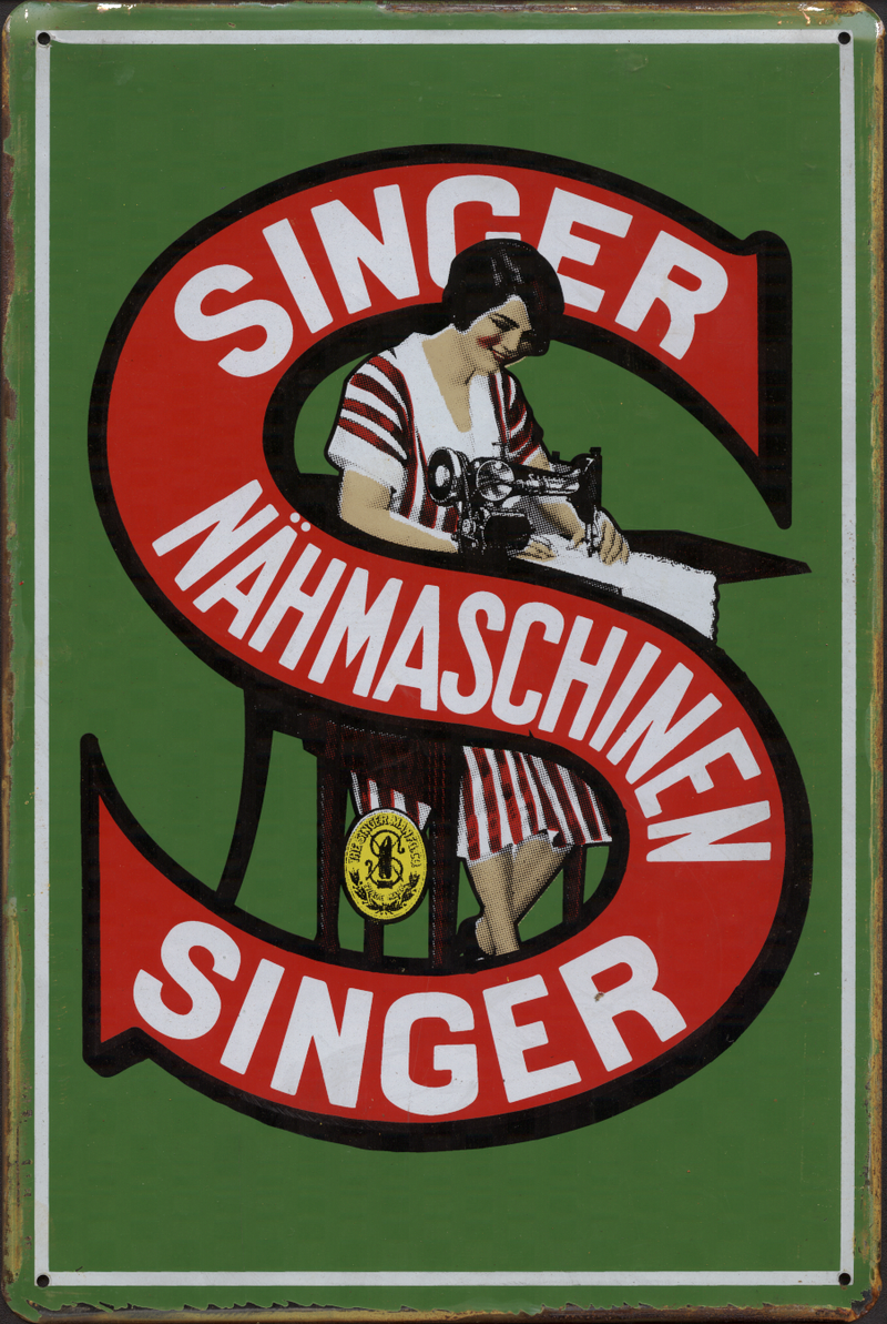 Singer Sewing Sign SINGER SEWING MACHINE RUSTY TIN SIGNS - RETRO GIFTS RETAIL