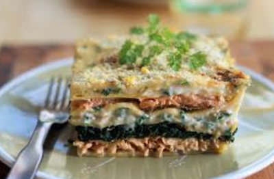 لازانيا السلمون والسبانخ