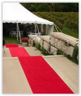 Rød løper og køordner/stander - Utleiekongen - Utleie av telt og utstyr