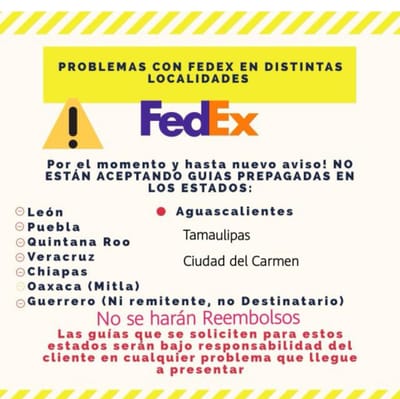 Restricción de envíos Fedex