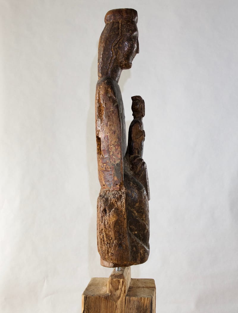 (47S) MADONNA MIT KIND HOLZSKULPTUR