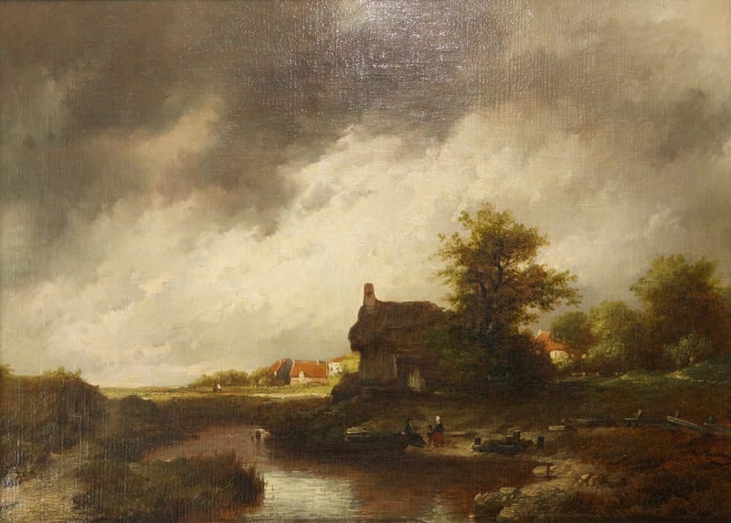 (66S) HOLLÄNDISCHE LANDSCHAFT VON REMIGIUS VAN HAANEN 1812-1894