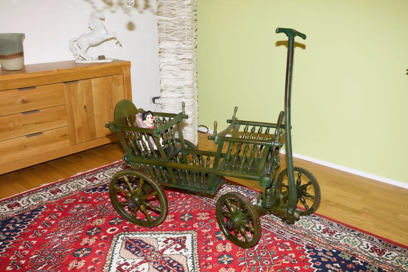 (61W) ZWILLINGSKINDERWAGEN, ANTIK UNIKAT