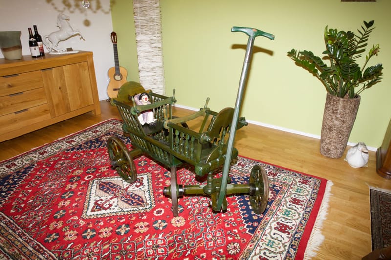 (61W) ZWILLINGSKINDERWAGEN, ANTIK UNIKAT