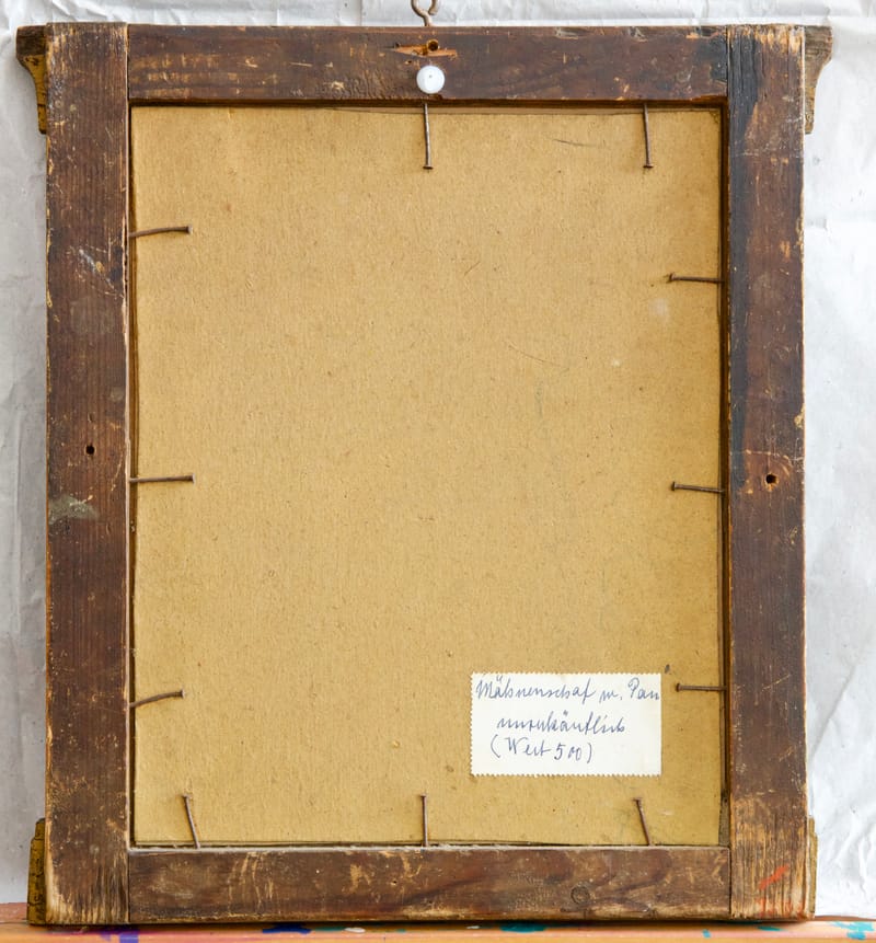 (33W) MÄHNENSCHAF MIT PAN VON AUGUST OSTERMANN 1880-1974