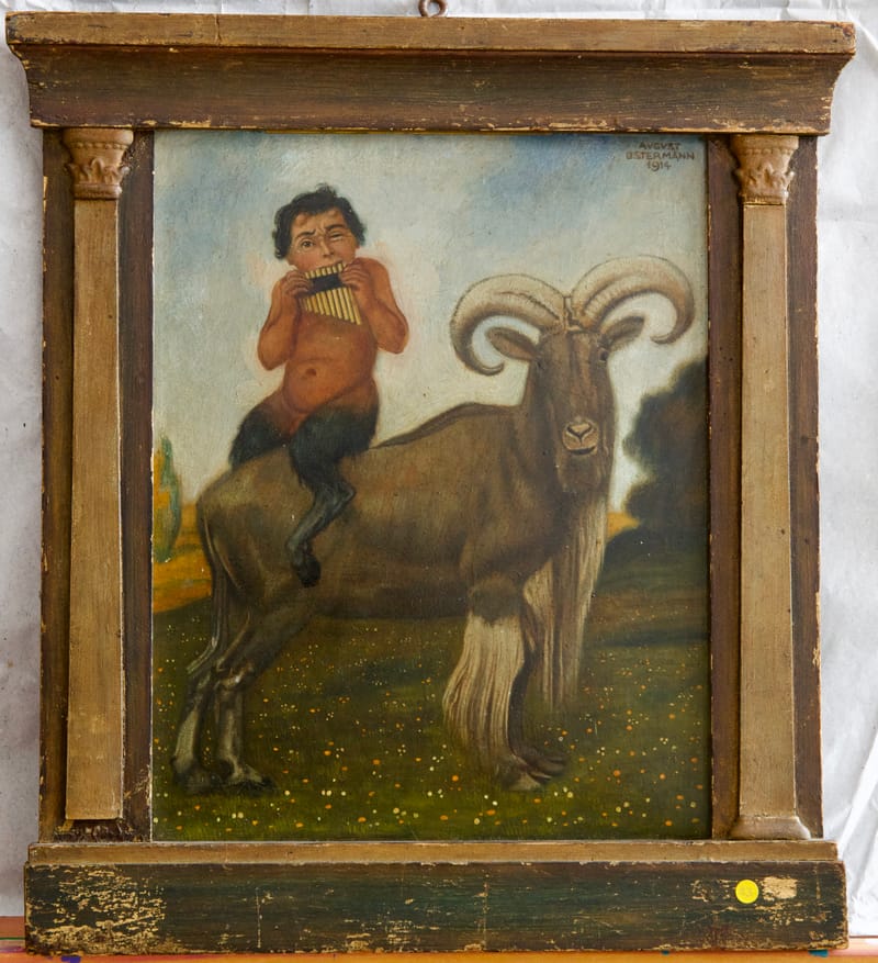 (33W) MÄHNENSCHAF MIT PAN VON AUGUST OSTERMANN 1880-1974