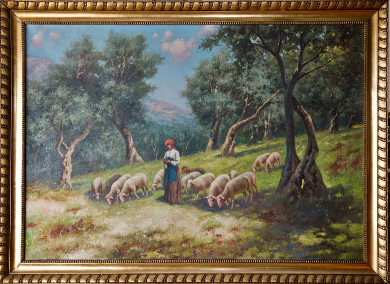 (87S) ERMINIO KREMP, SCHÄFERIN IM OLIVENHAIN