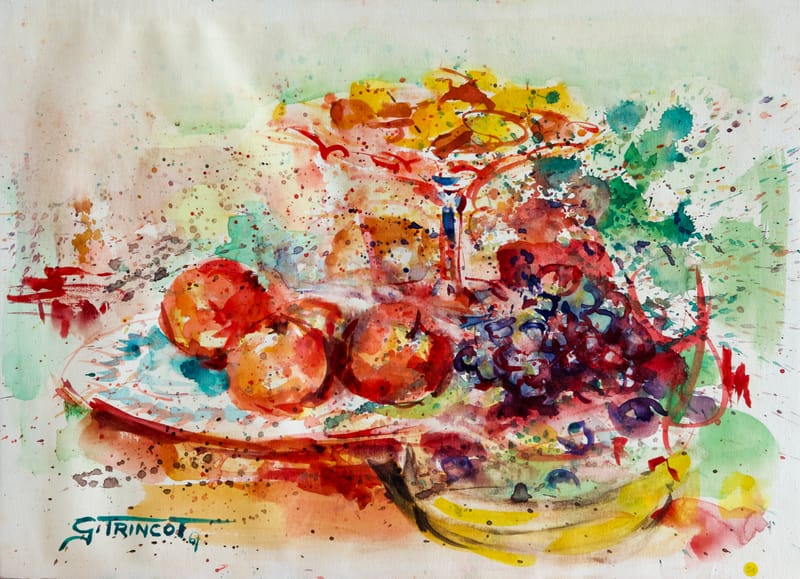 (51W) OBSTSCHALE (STILLLEBEN) VON GEORGES TRINCOT 1929 - 2005