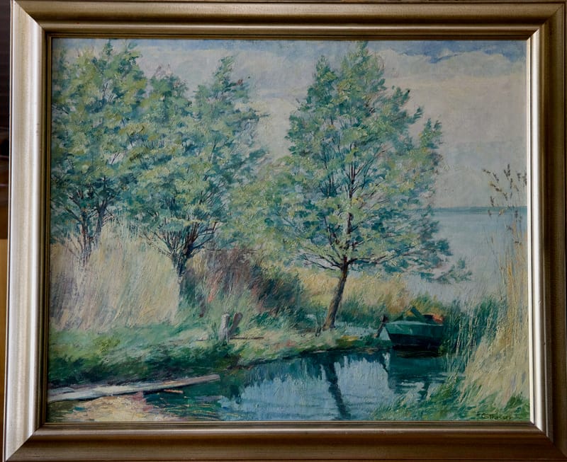 (98S) Conrad Strasser, kleine Bucht mit Boot