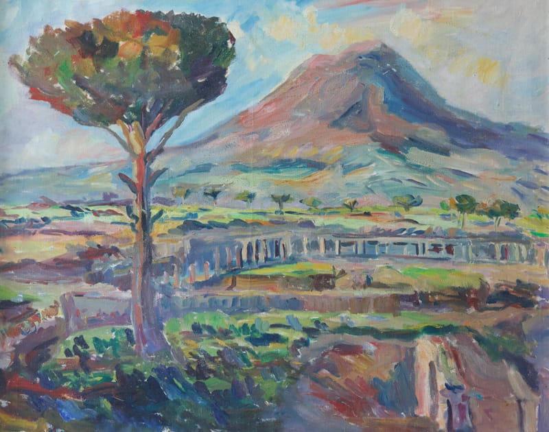 (99S) CHRISTIAN OEHLER, PINIE IN ANTIKER RUINENLANDSCHAFT VOR ÄTNA