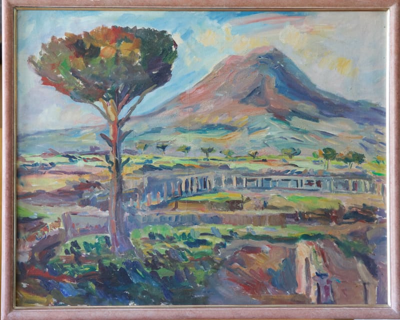 (99S) CHRISTIAN OEHLER, PINIE IN ANTIKER RUINENLANDSCHAFT VOR ÄTNA