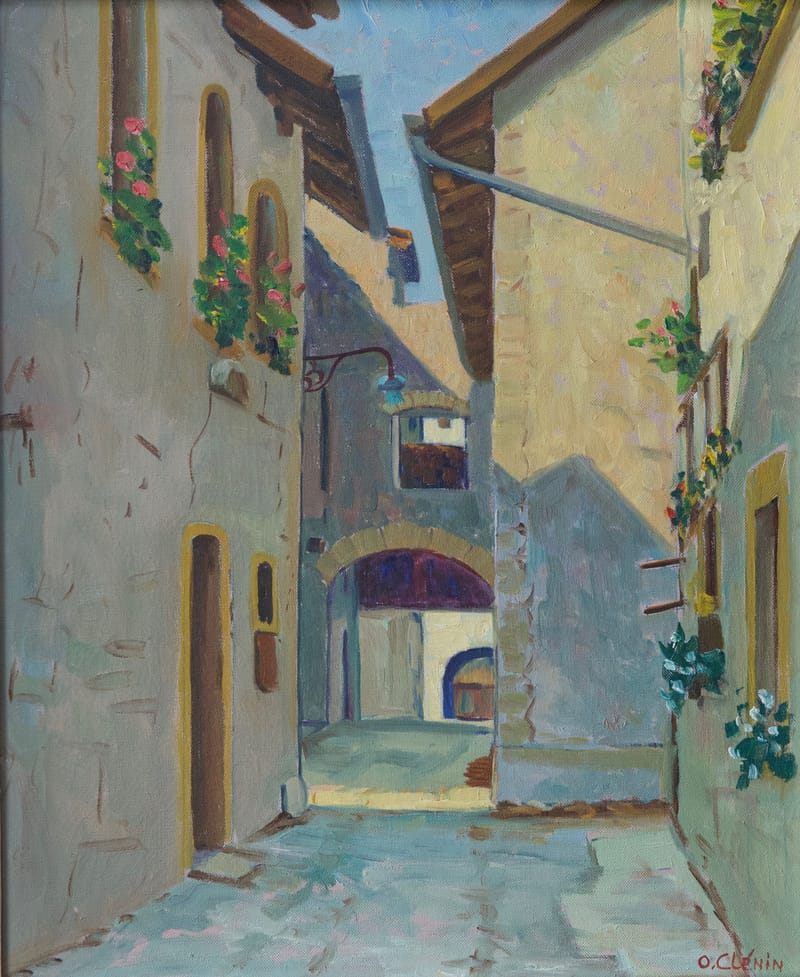 (75S) OTTO CLÉNIN, IDYLLISCHE DORFGASSE