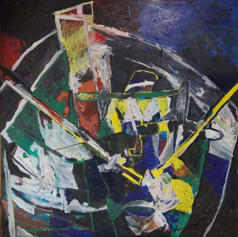 (112S) PIERRE BALAS, ACRYL AUF LEINWAND, ABSTRAKTE KOMPOSITION