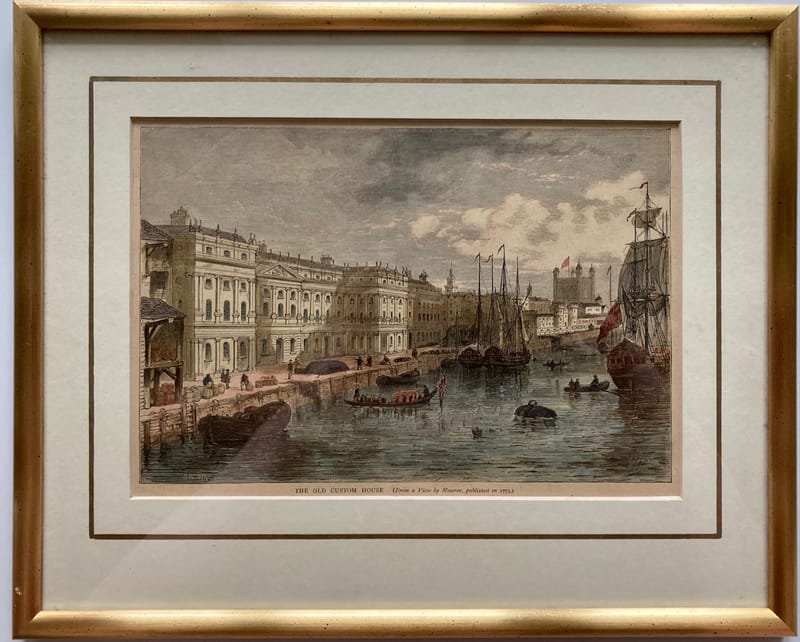 (121S) THE OLD CUSTOM HOUSE, KUPFERSTICH, FROM A VIEW BY MAURER