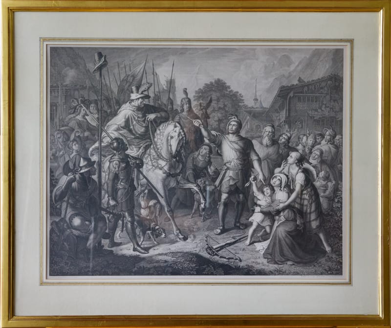 (118S) WILHELM TELL UND GESSLER NACH DEM APFELSCHUSS, RADIERUNG