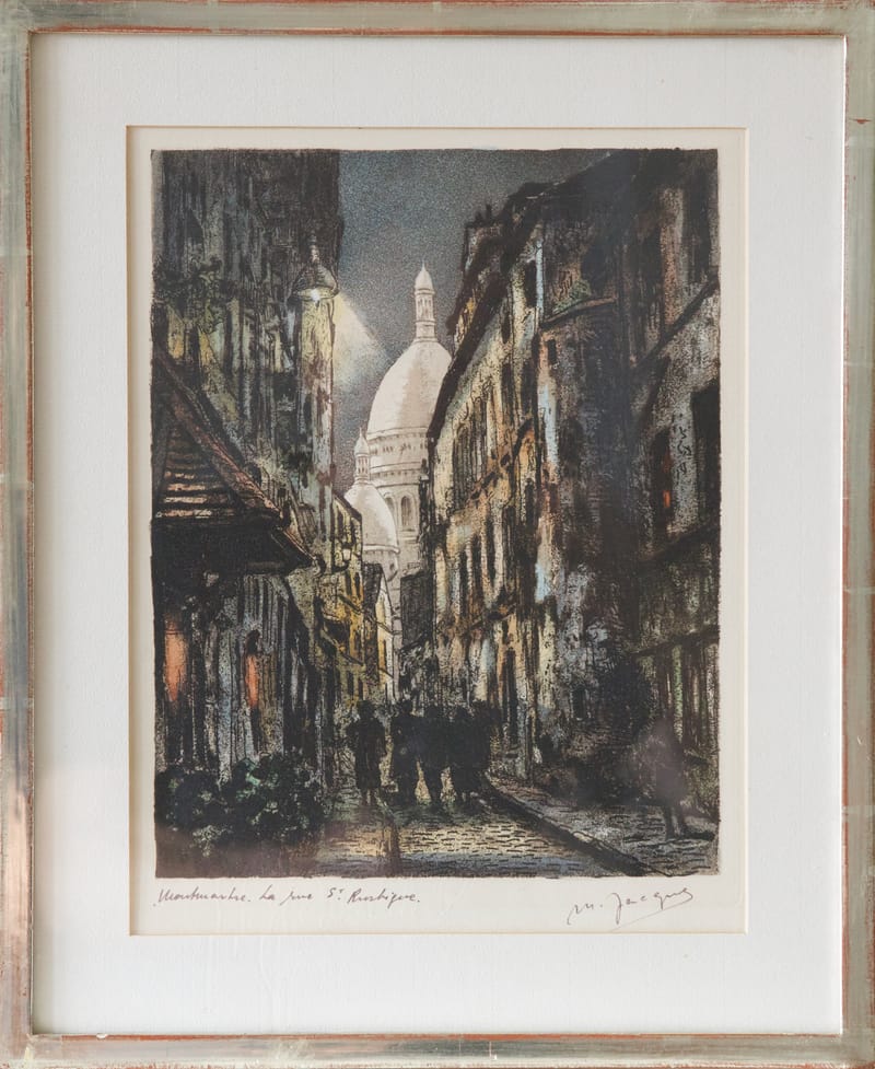 (127S) MONTMARTRE, LA RUE ST. RUSTIQUE, FARBRADIERUNG, MAURICE JACQUE