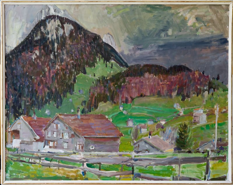 (129S) GEO BRETSCHER, GEWITTERSTIMMUNG ÜBER TOGGENBURGER LANDSCHAFT