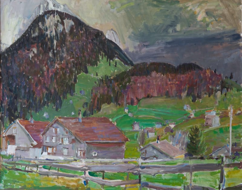 (129S) GEO BRETSCHER, GEWITTERSTIMMUNG ÜBER TOGGENBURGER LANDSCHAFT