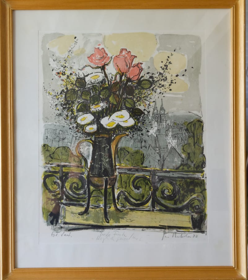 (128S) GEO BRETSCHER, BLUMENSTRAUSS, LITHOGRAFIE