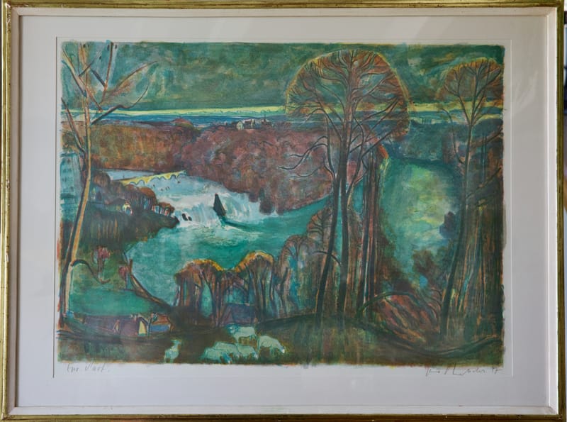 (129S) GEO BRETSCHER, RHEINFALL, LITHOGRAFIE