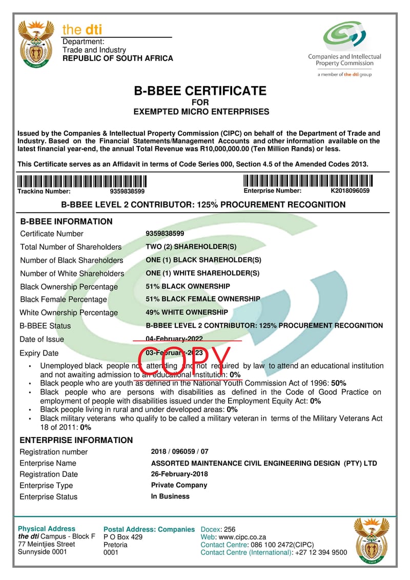 BEE Certificate