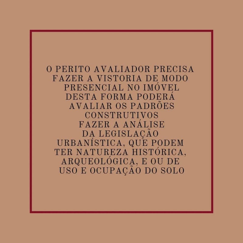 O Perito deve fazer a vistoria de modo pressencial