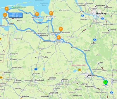 Die Route, Städte und Meer