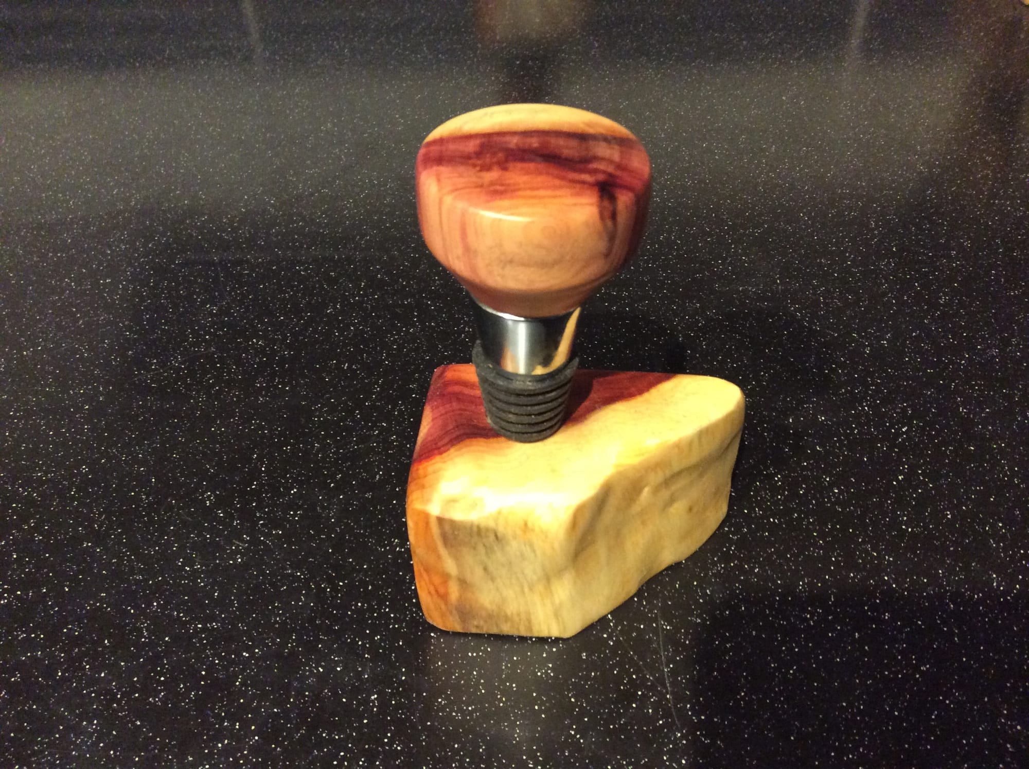 Yew Bottle Stopper With Holder