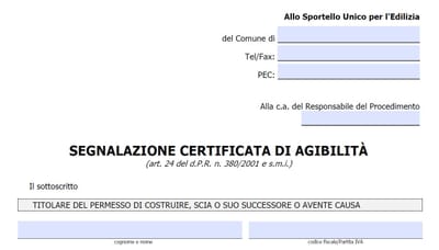 CERTIFICATO DI AGIBILITA' DI UN IMMOBILE