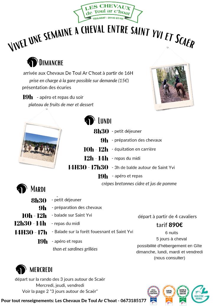 1 semaine à cheval entre saint yvi et scaer