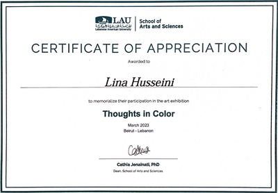 Certificate of Appreciation from LAU