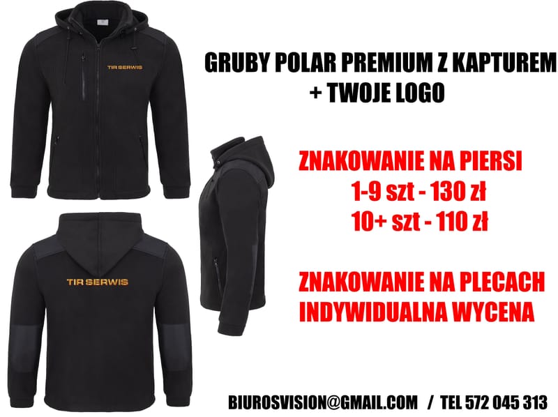 GRUBY POLAR Z KAPTUREM + TWOJE LOGO od 110 zł