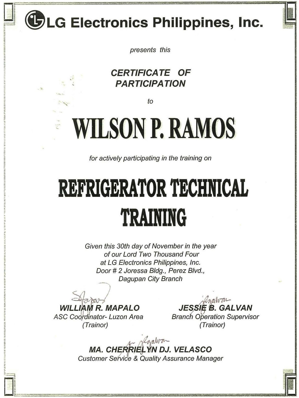 Refrigerator Technical Training