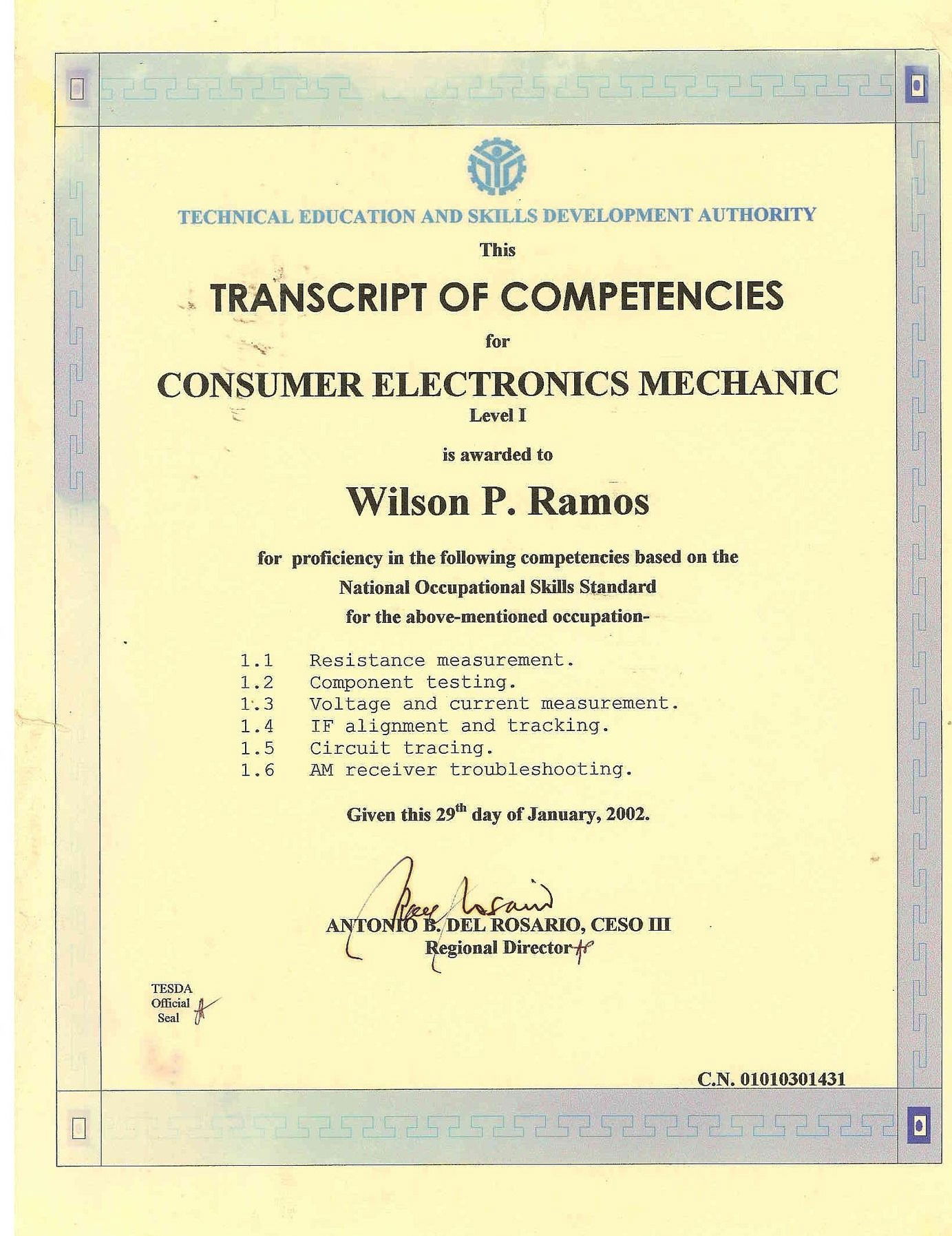 TESDA Trade test