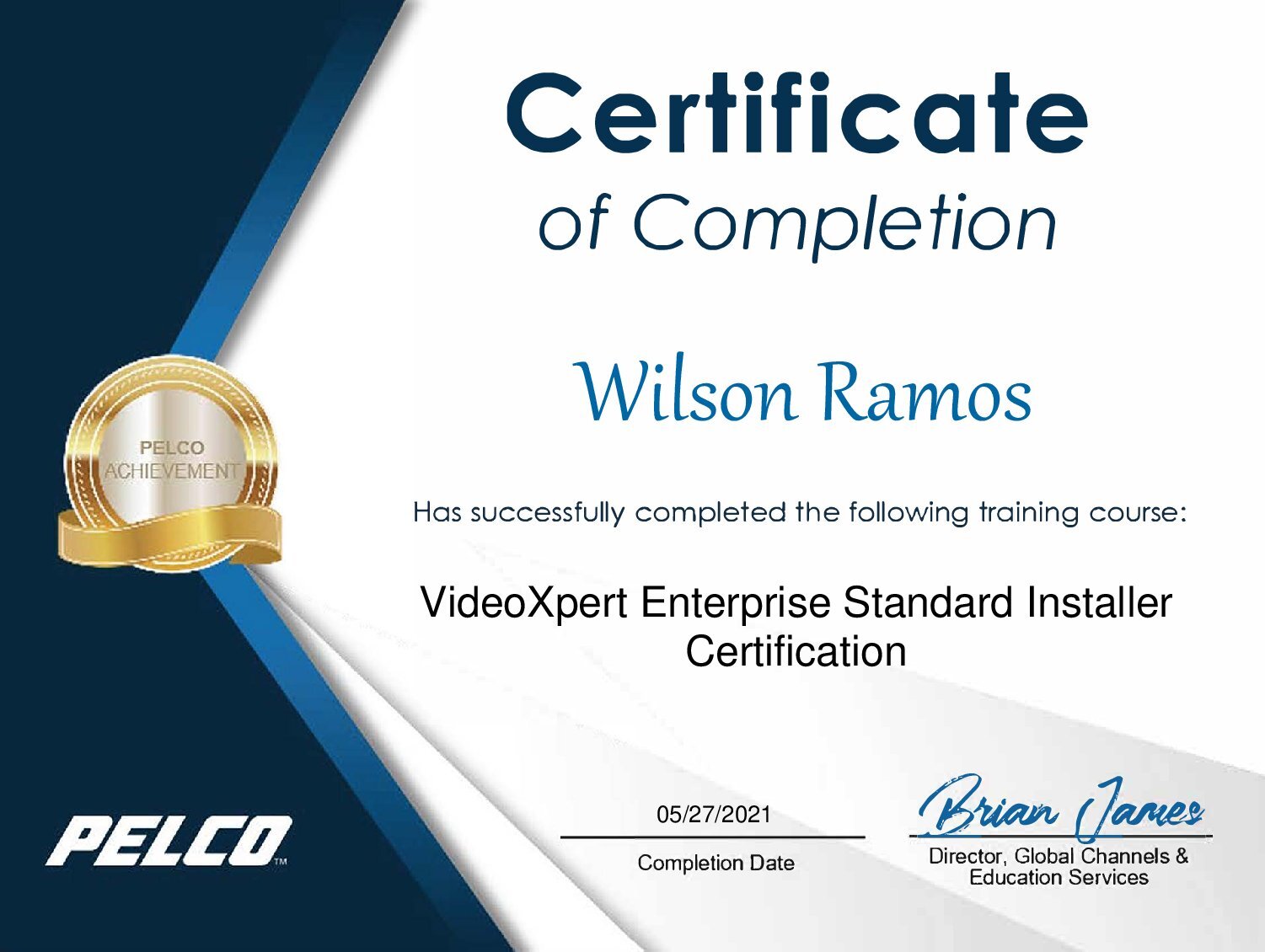 Pelco Training Certificate