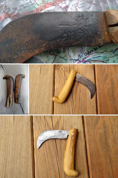 Restauration serpette ancienne.