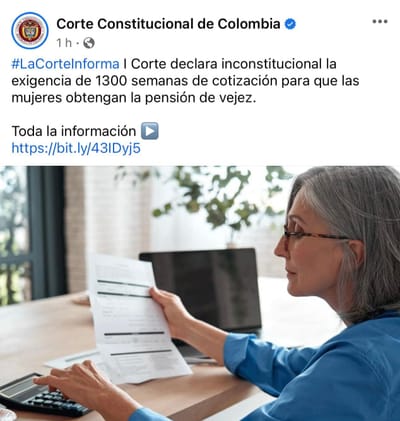 Nota de prensa D-14828. La Corte declara inconstitucional la exigencia de 1300 semanas de cotización para que las mujeres obtengan la pensión de vejez